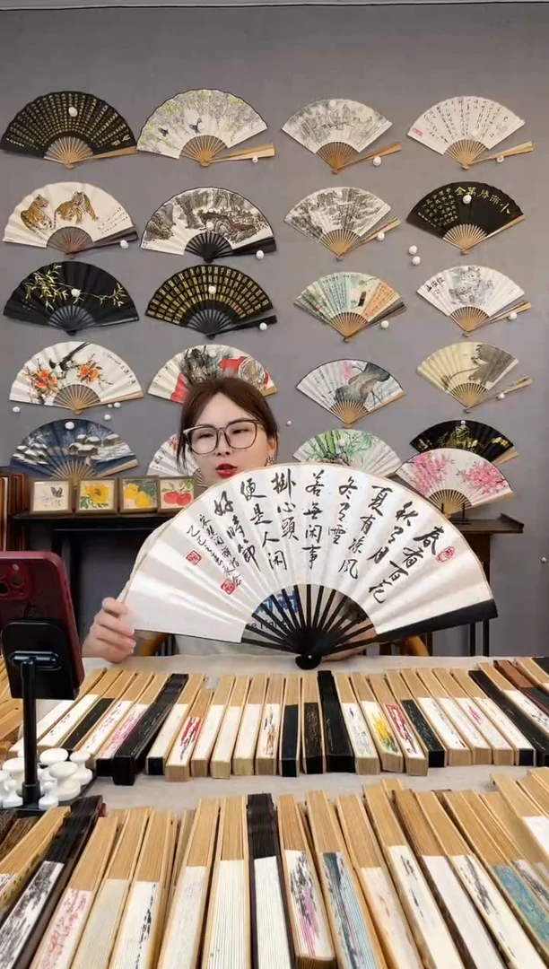 国画十寸折扇纯手写纯手绘作品春有百花