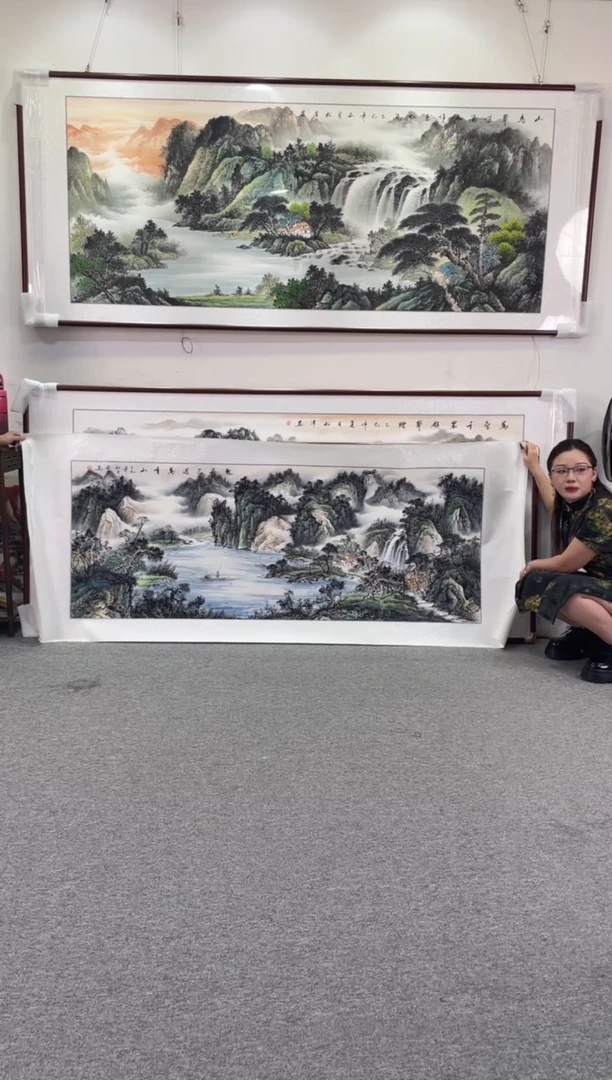 国画轻舟已过万重山185*80手绘国画