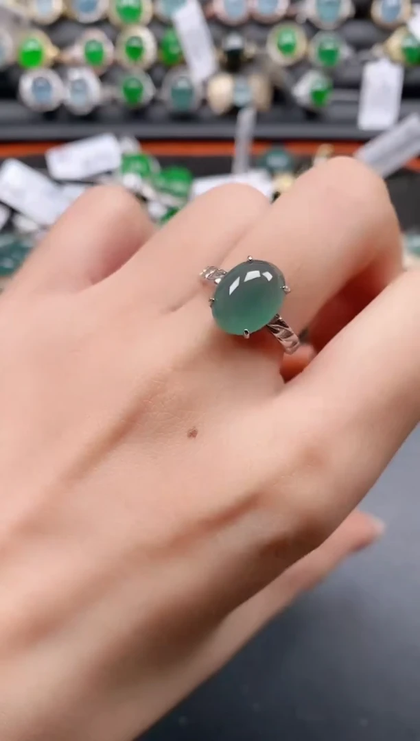 银S925镶嵌戒指翡翠111
