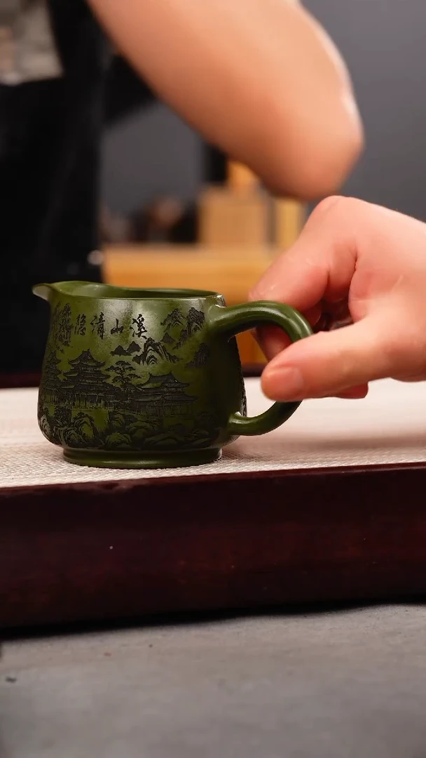 茶杯紫砂绿泥公道杯