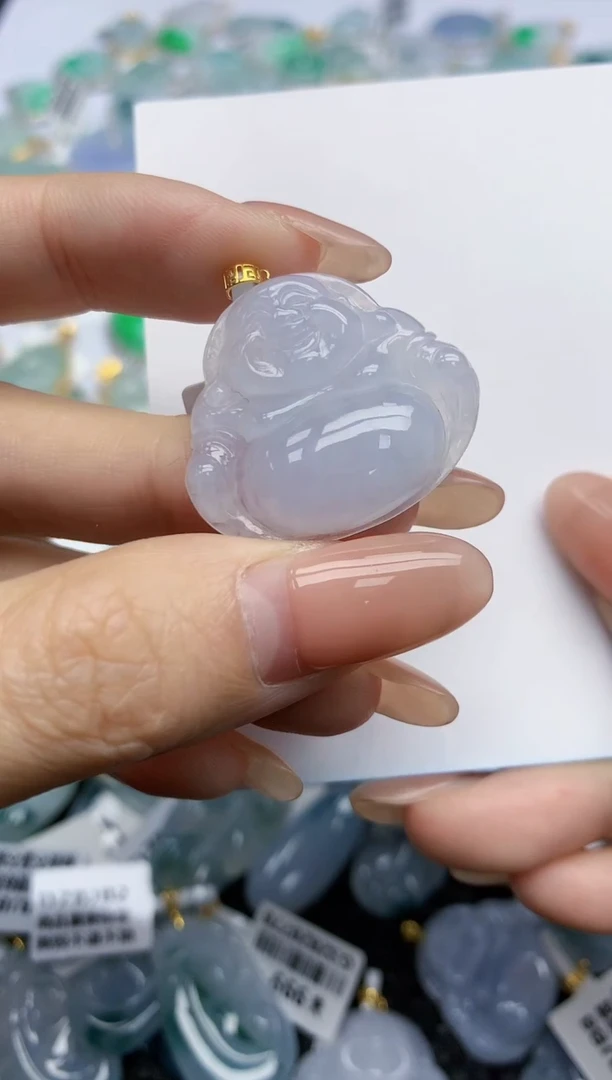 【闪购商品】翡翠挂件18K金镶嵌天然翡翠A货