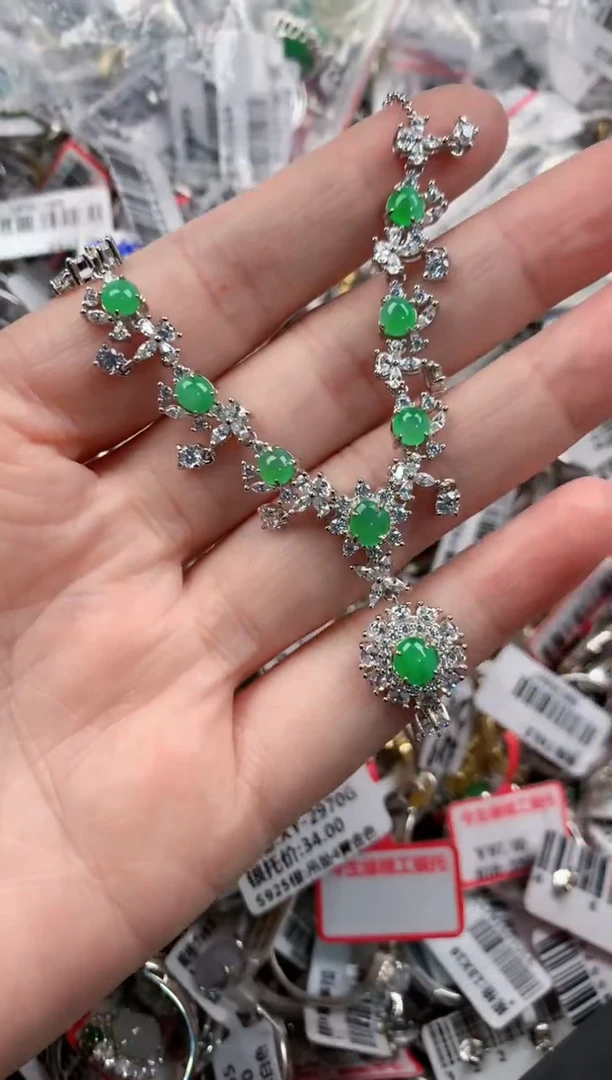 银S925镶嵌戒指翡翠777----9