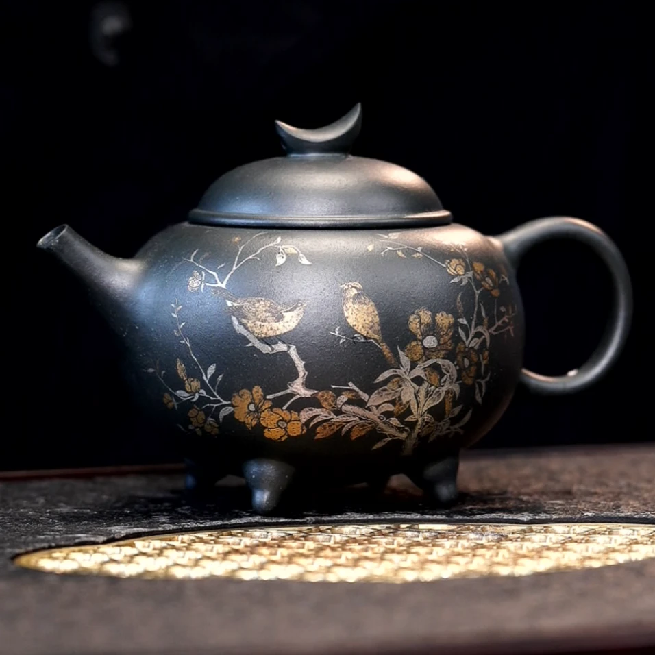 B88珐琅彩雀上枝头紫砂