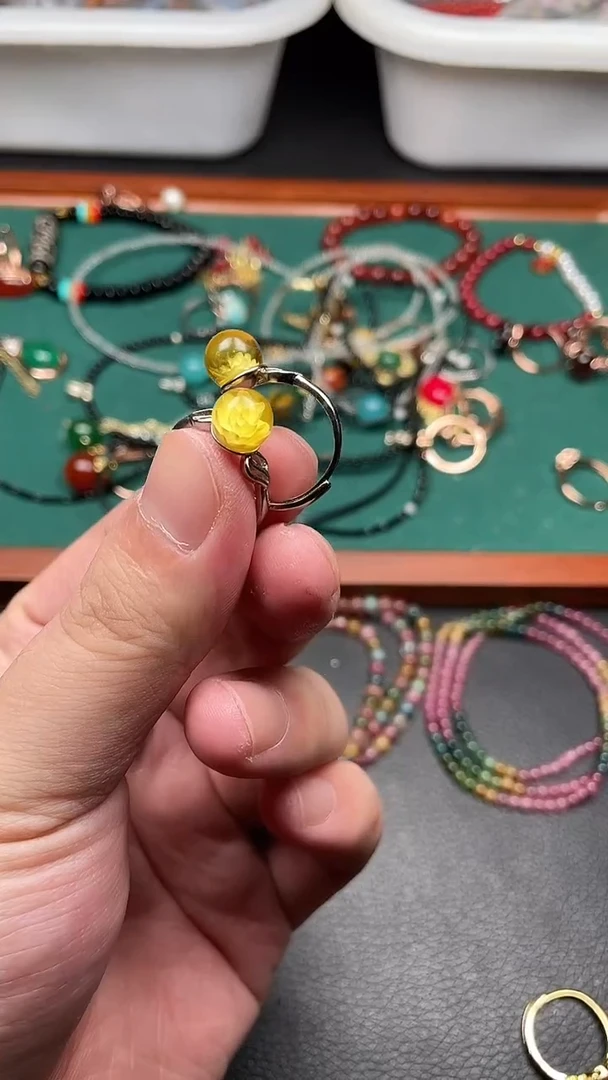 蓝珀未镶嵌戒指多样性发货拍一发一