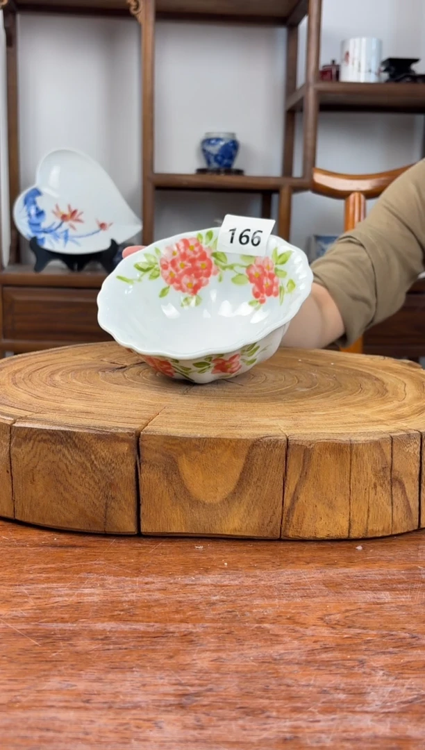 瓷片景德镇高温釉中彩-花边碗166