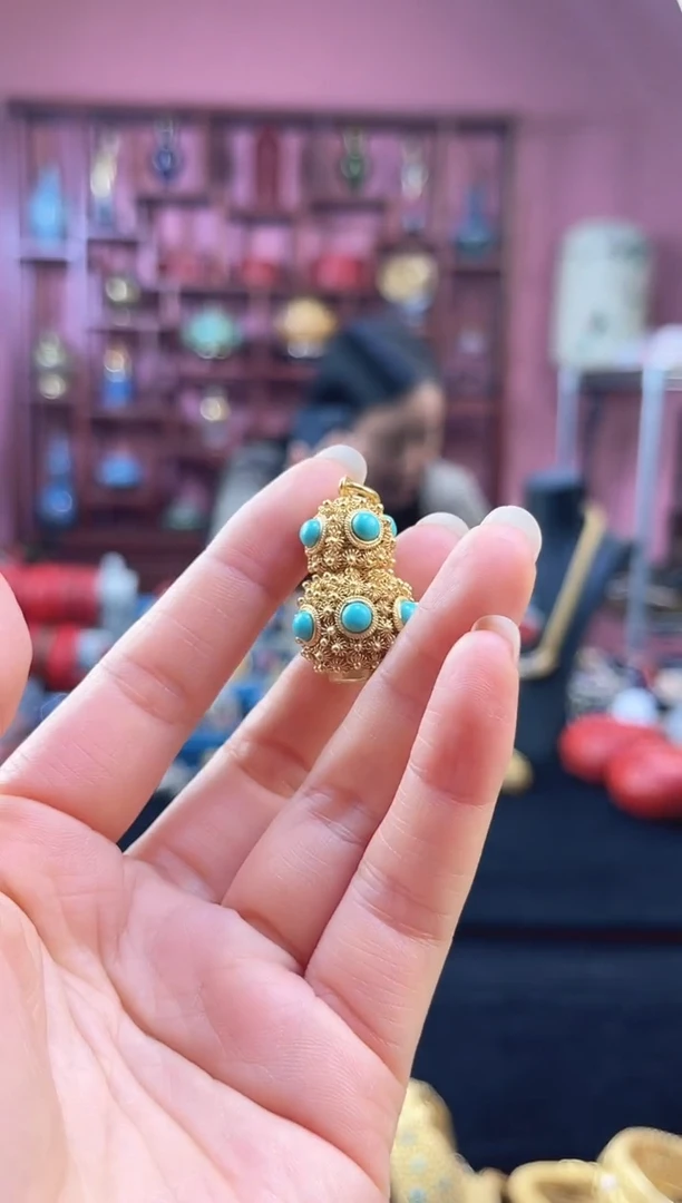 非遗技艺花丝镶嵌堆松 葫芦吊坠