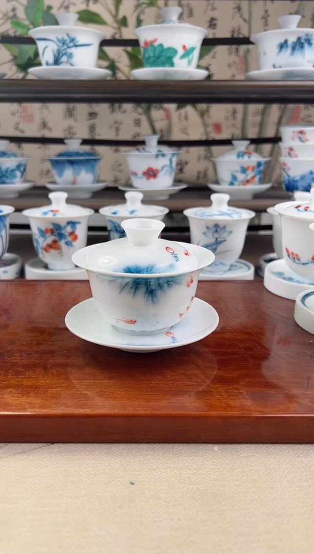 微瑕蓝莲130ml三才盖碗