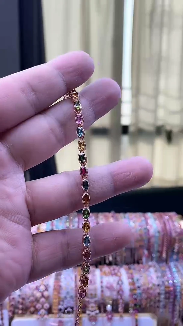 【闪购商品】碧玺手链银S925镶嵌345534354354