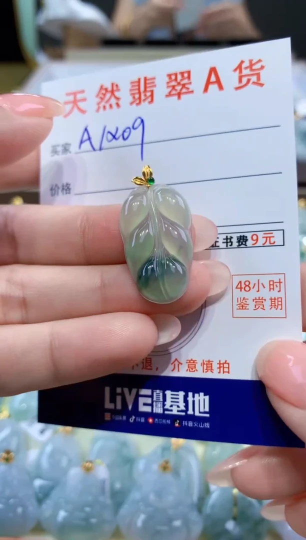 颈饰18K金镶嵌翡翠天然翡翠A货挂件