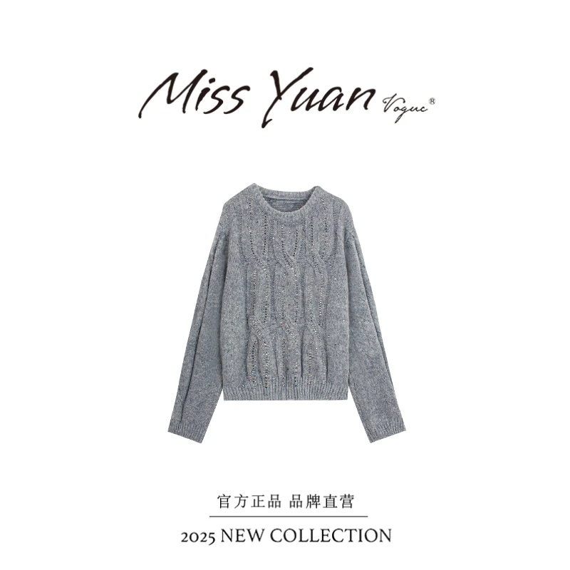 M.Y媛总 2025冬季新款圆领长袖时尚百搭毛衣宽松针织衫MY2275D