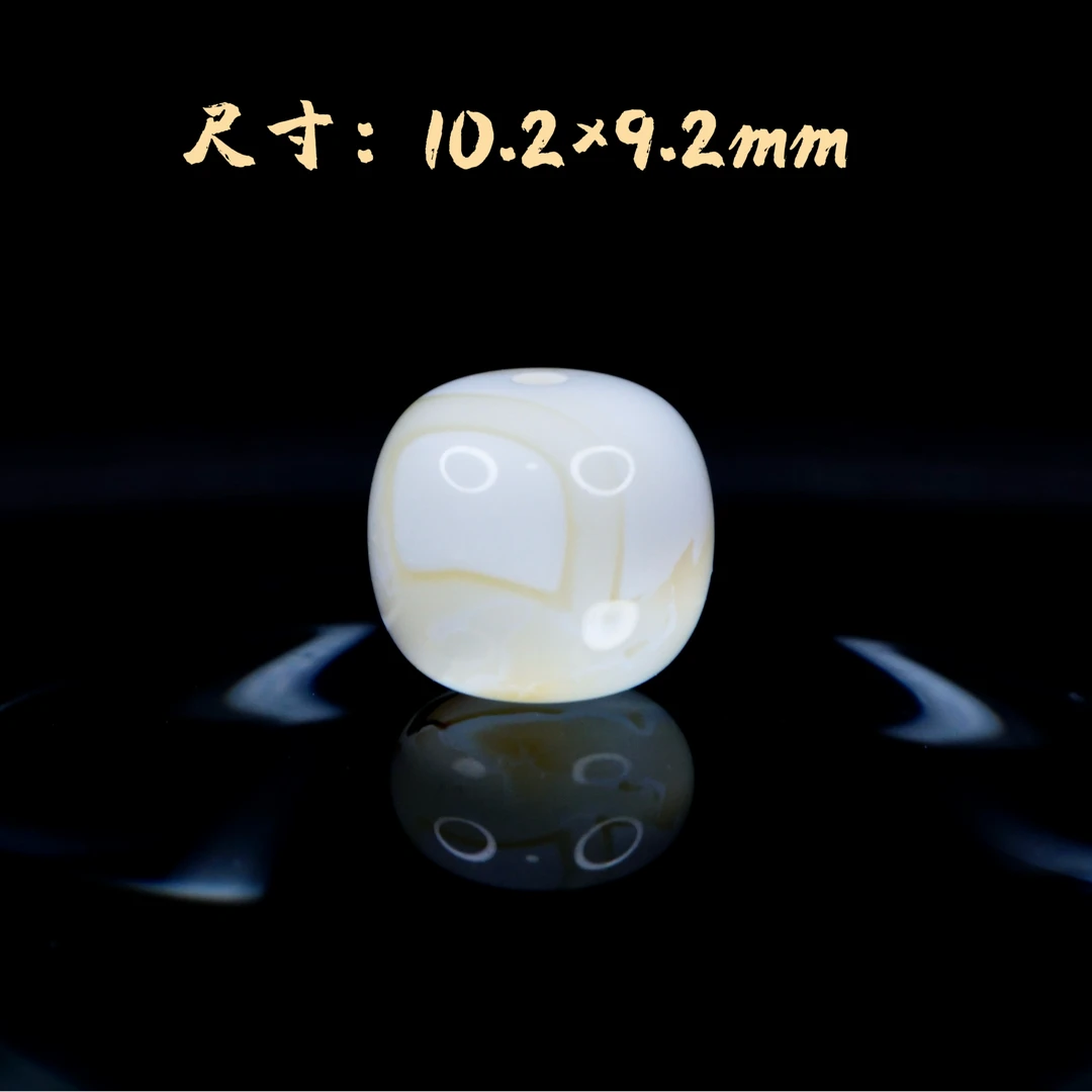 10.2mm金漆瓷白红沁色妖老型单珠 天然琥珀蜜蜡手作高端文玩配饰