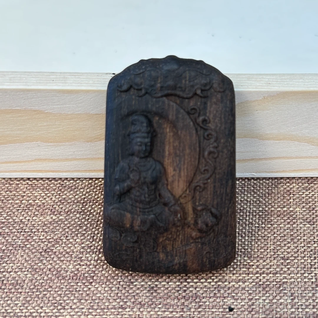 01真天然奇楠沉香吊坠平安观音本命吊坠项链男女士款沉水老料佛牌