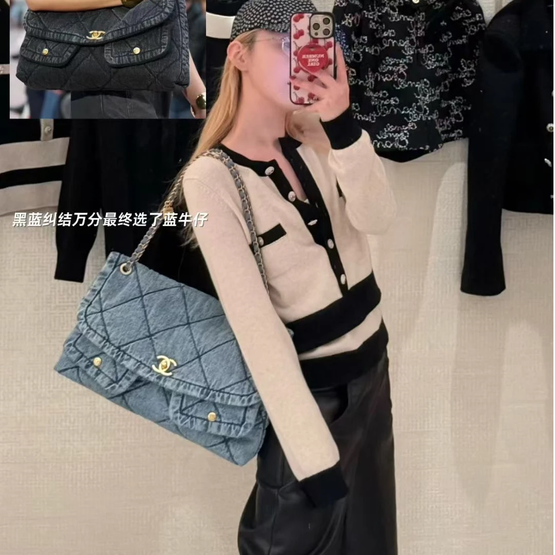 未使用 Chanel/香奈儿 壹所奢品/25K 牛仔丹宁 hobo包/芯片款闲置