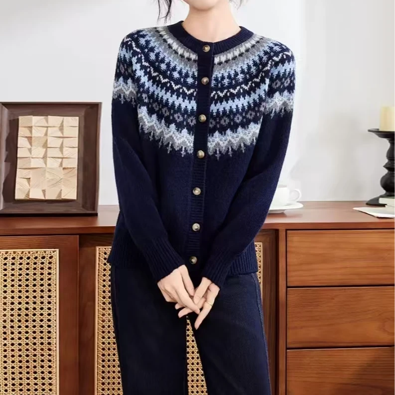 【夏川专属】2025秋冬100%绵羊毛费尔岛系列羊毛针织衫-W535