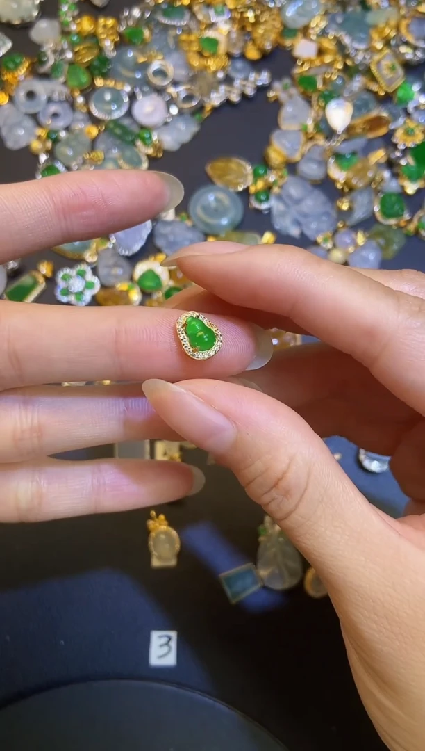 翡翠银S925镶嵌吊坠(不含链)天然A货翡翠