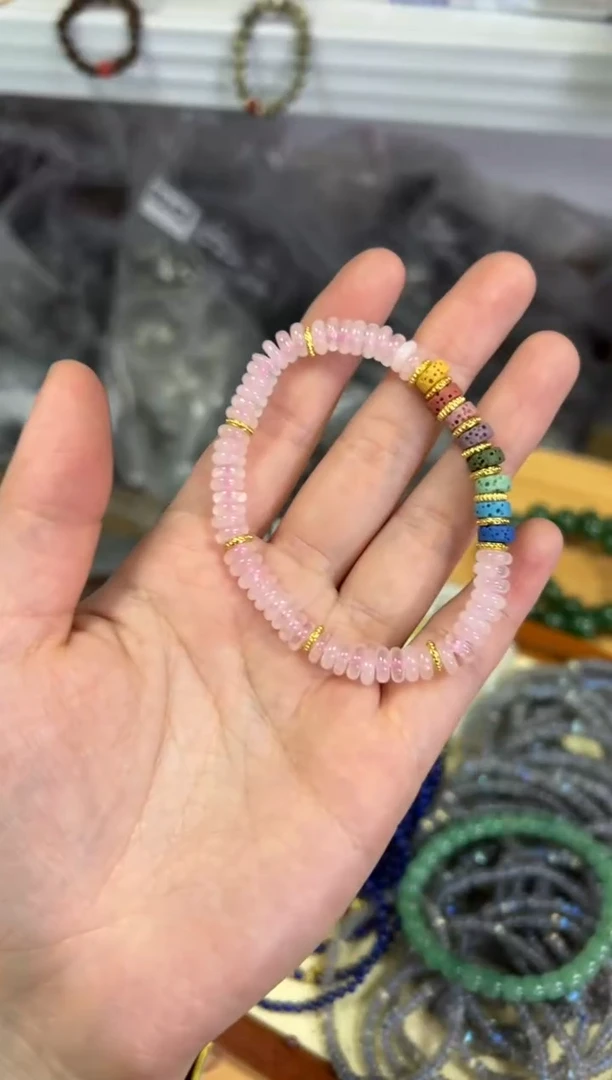 【闪购商品】水晶手链未镶嵌仙女粉水晶多宝款手链[0568]