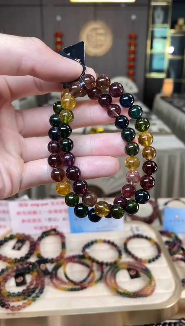 未镶嵌老矿碧玺彩虹单圈手串8mm+碧玺多样性发货一条xion