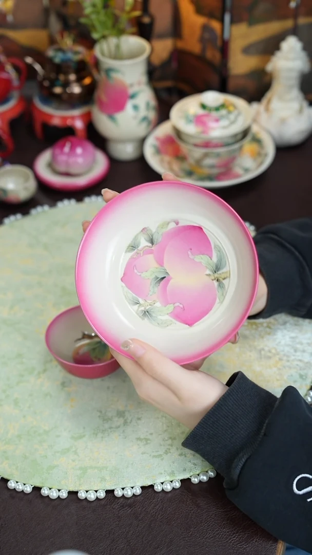 景德镇手工手绘雅圣粉彩壶承