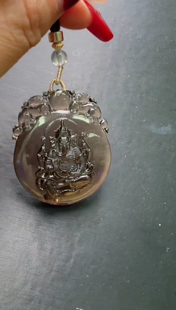 【闪购商品】水晶吊坠未镶嵌茶水晶象神吊坠 JP38575