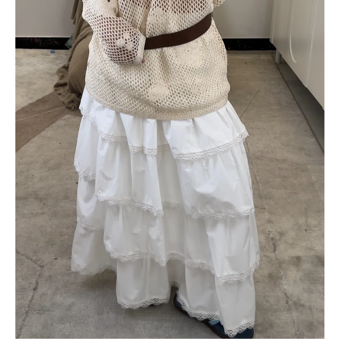逸语2025春季新款韩系白月光蛋糕裙女半身裙百搭多层长裙子