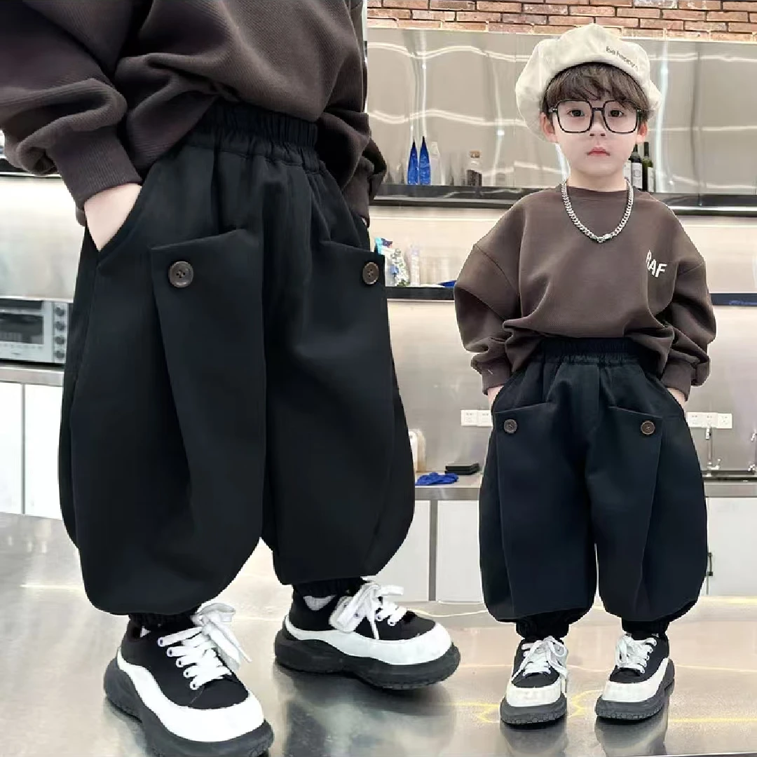 男童春季休闲裤2025新款儿童春秋帅气宽松男宝宝时尚百搭外穿长裤