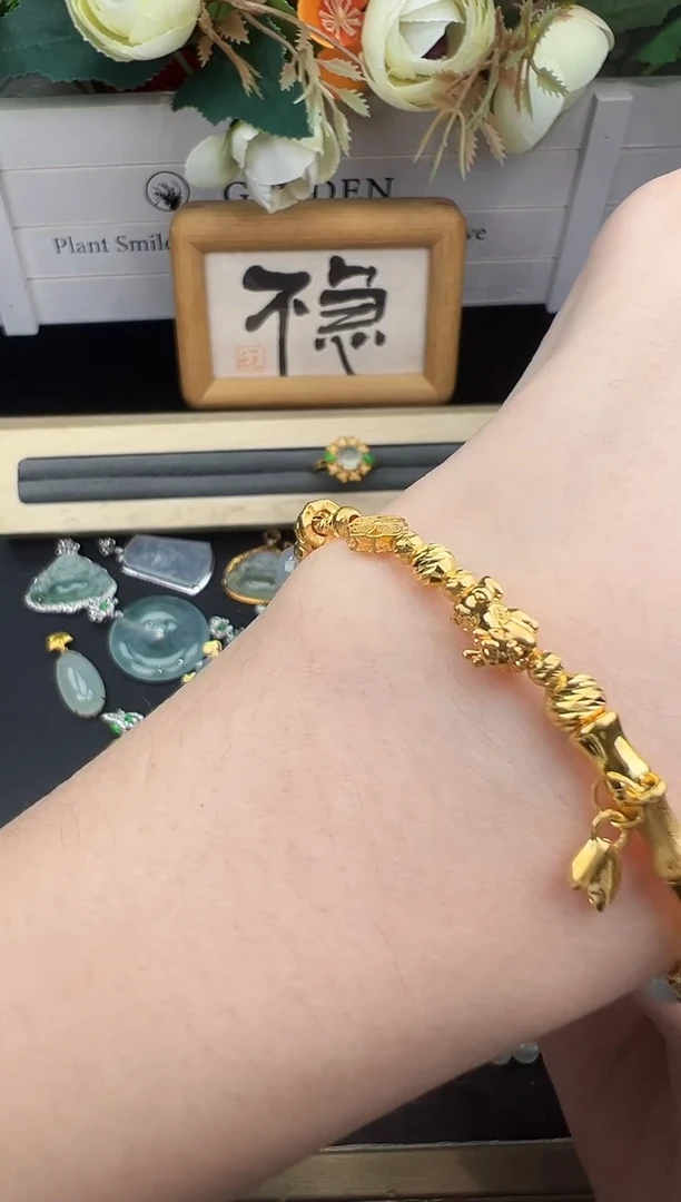 项链18K金镶嵌翡翠勿拍
