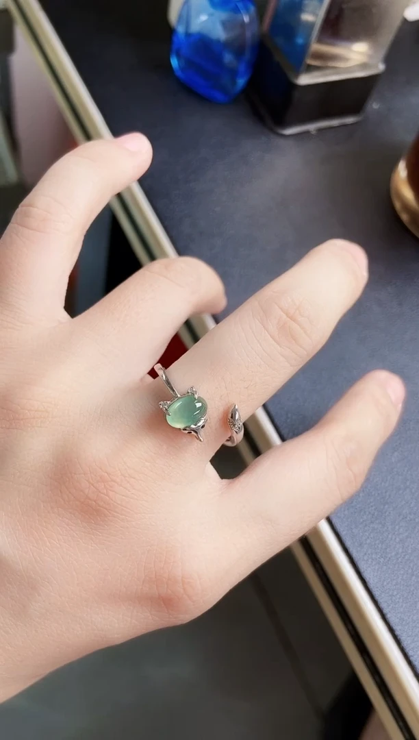 翡翠戒指银S925镶嵌56898