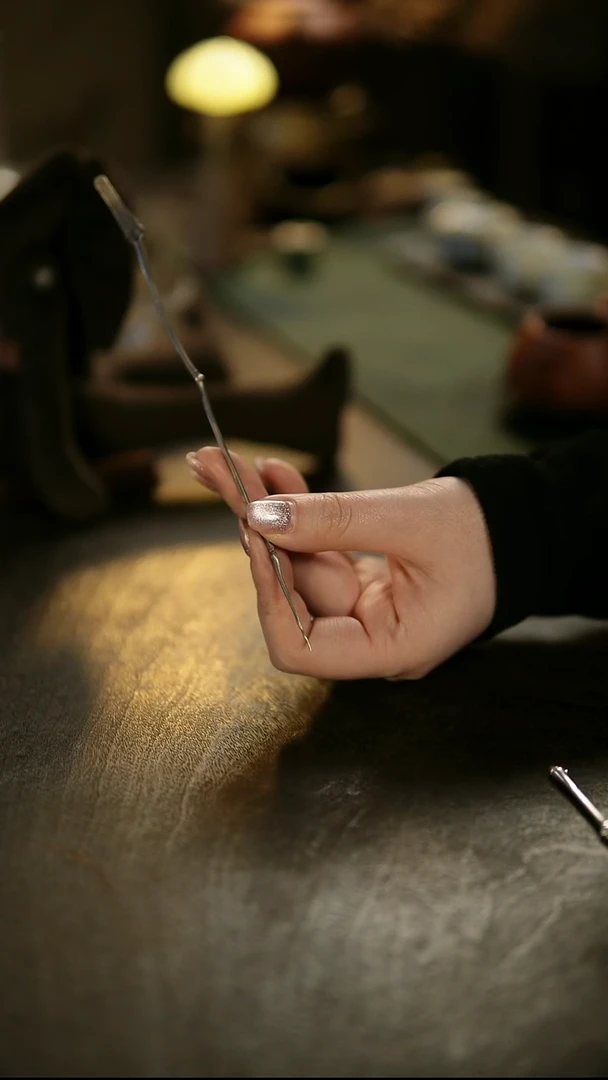 阿眠    竹节茶针银手作18.2