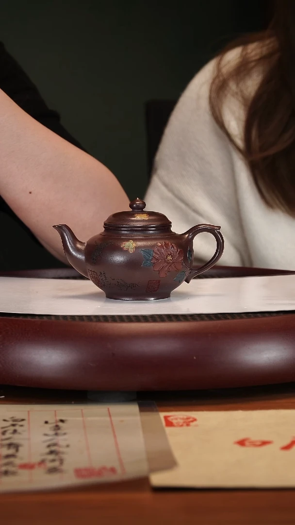 【闪购商品】紫砂茶壶2-13QYJ笑樱老紫泥230cc