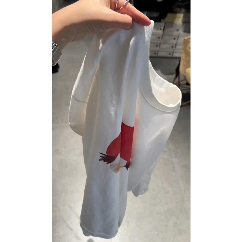 2025冬季新款卡通女孩印花短袖T恤女宽松时尚可爱圆领半袖上衣