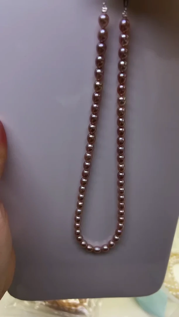 项链未镶嵌淡水珍珠紫色小米链6-6.5mm