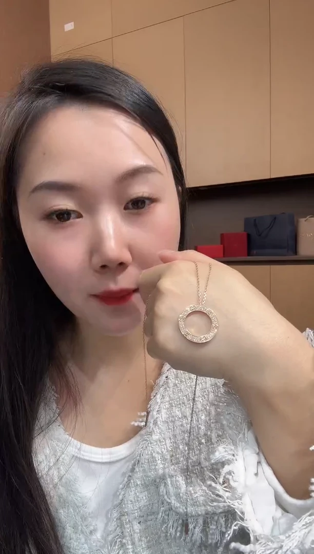 【闪购商品】钻石套链18K金镶嵌k玫大饼套链GHJ