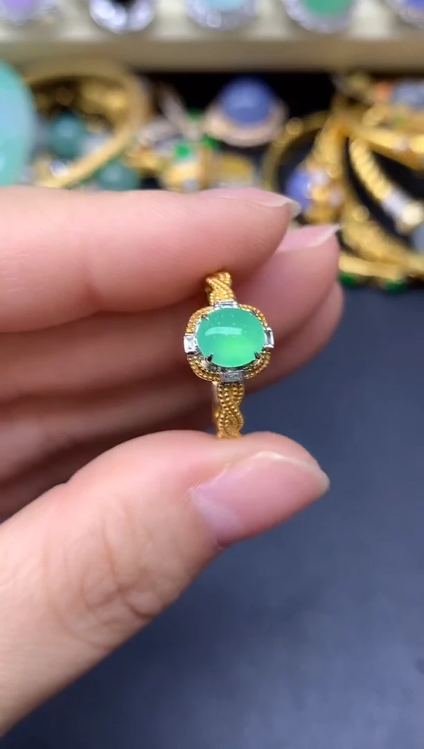 18K金镶嵌戒指翡翠299-雪姐翡翠天天见