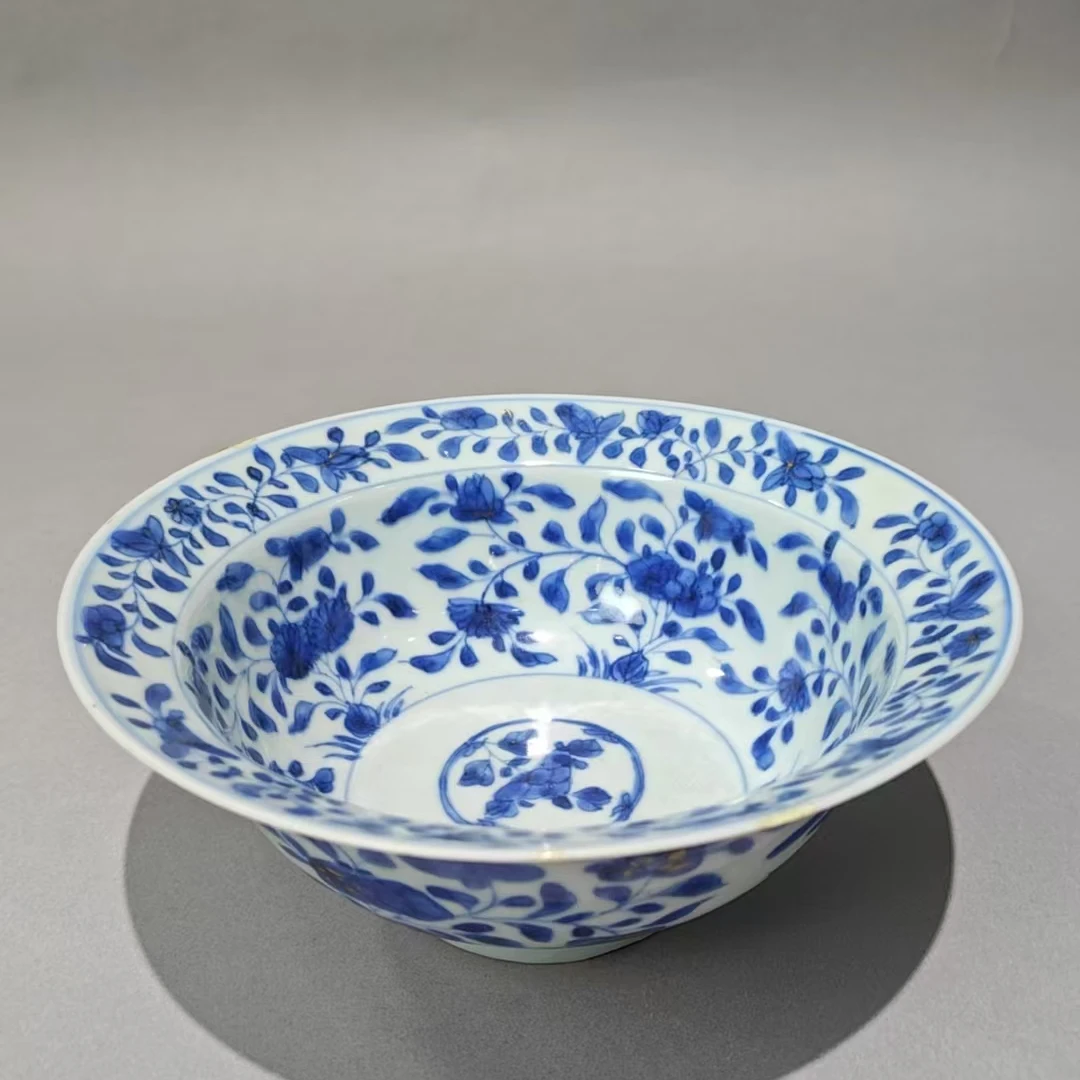 青花花卉折沿碗6120002