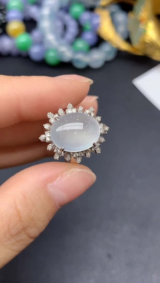 18K金镶嵌戒指翡翠117-雪姐翡翠天天见