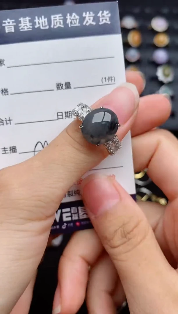 银S925镶嵌戒指翡翠...
