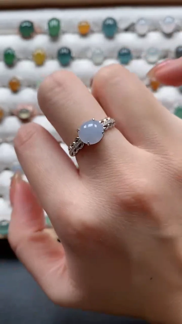 【闪购商品】翡翠戒指银S925镶嵌一物一证一礼盒