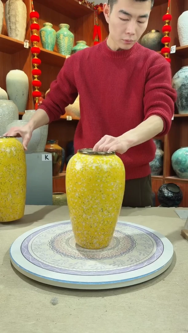 【闪购商品】瓶陶瓷花瓶 无花 油菜花中号