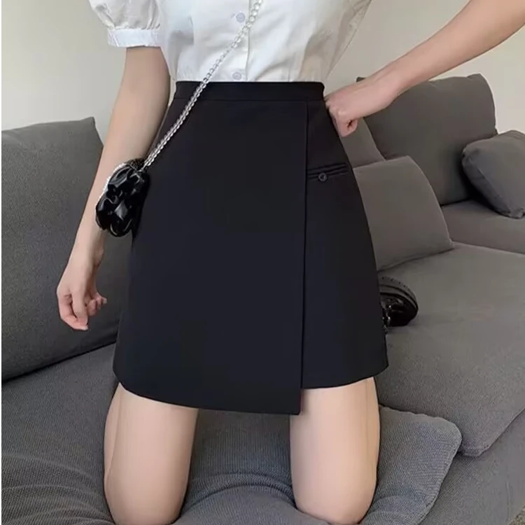 2025新款设计感遮肚子半身裙女西装裙子秋季高腰显瘦A字短裙