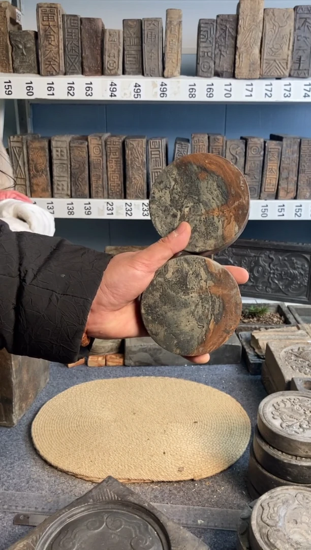 大*古砖雕刻砚台壶承