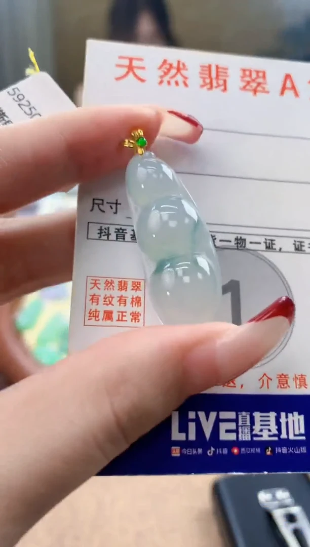颈饰18K金镶嵌翡翠天然A货翡翠挂件