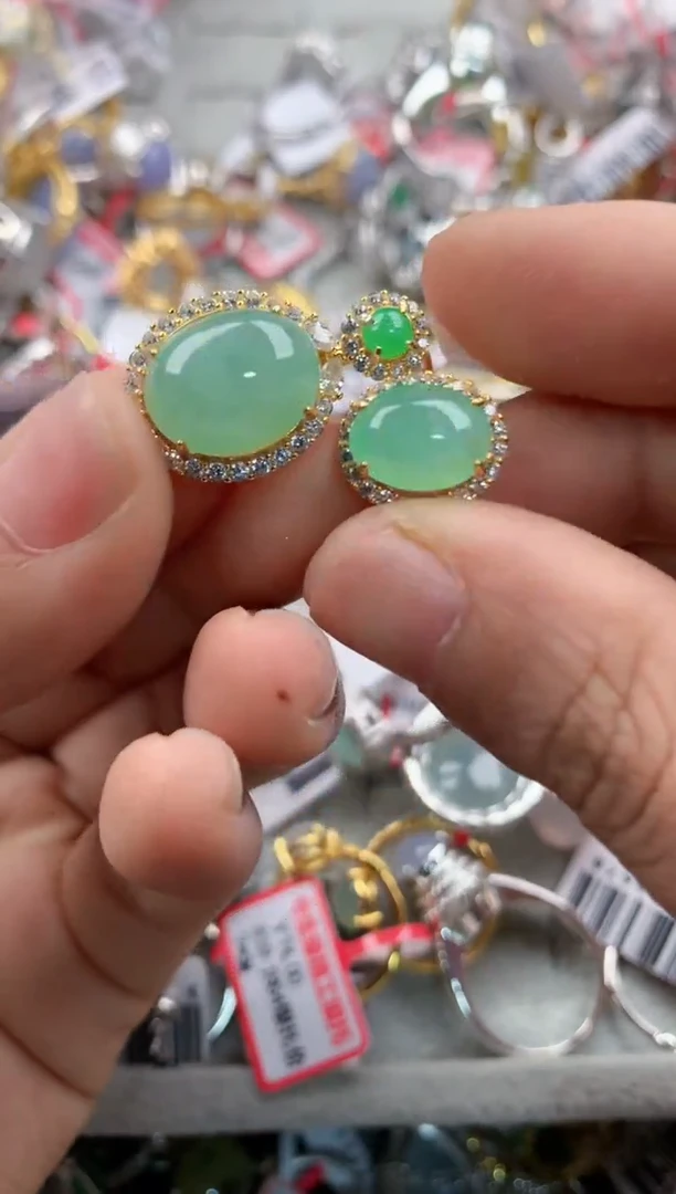 银S925镶嵌戒指翡翠222             2