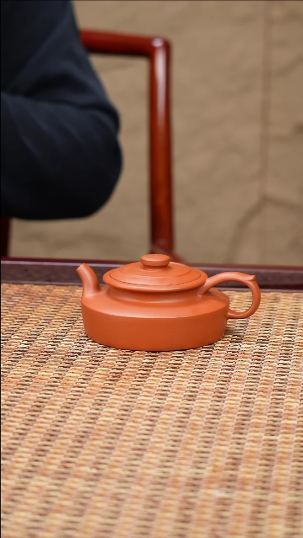 茶壶紫砂汀禾紫砂原矿朱泥《嵌盖周盘》