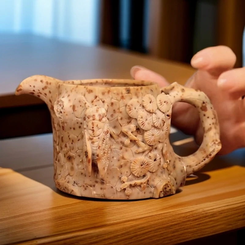 天然冰碛玉公道杯湖南安化冰碛岩全化玉一鸣惊人公道杯茶具茶器