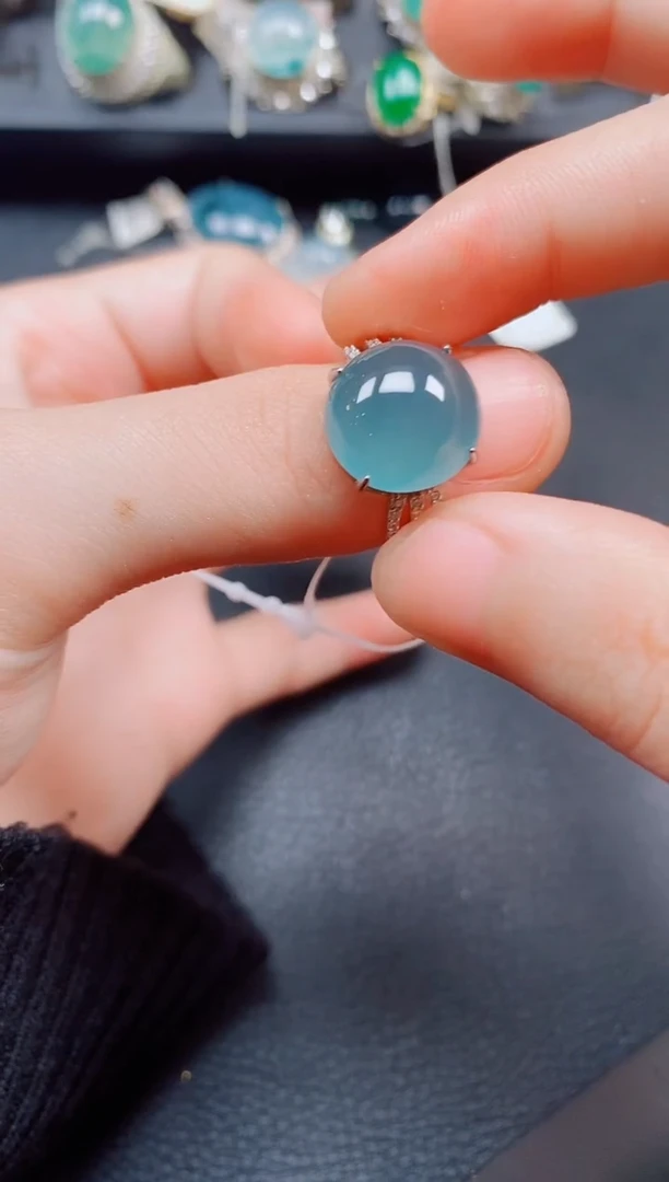 翡翠戒指银S925镶嵌翡翠