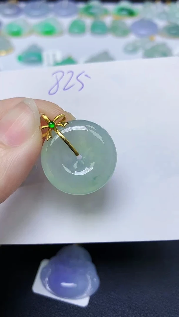 颈饰18K金镶嵌翡翠天然缅甸A货翡翠百元以上9元证书费自理