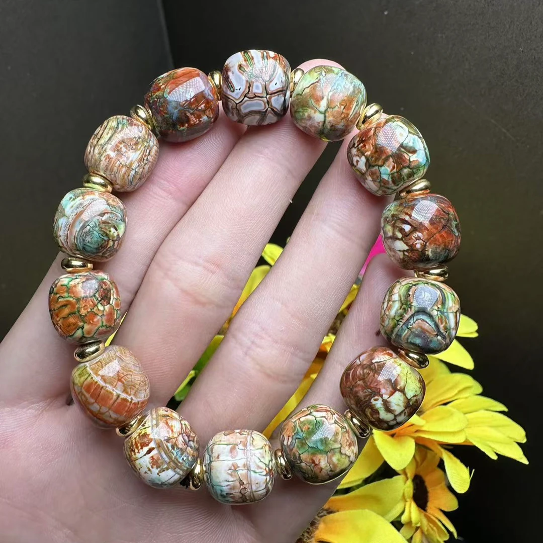 面面来财珠宝S7670卡14左右-长石玛瑙手串-多样性发其一