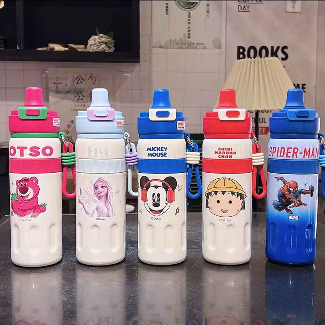 迪士尼草莓熊儿童双饮保温杯女孩316不锈钢便携吸管杯学生上学