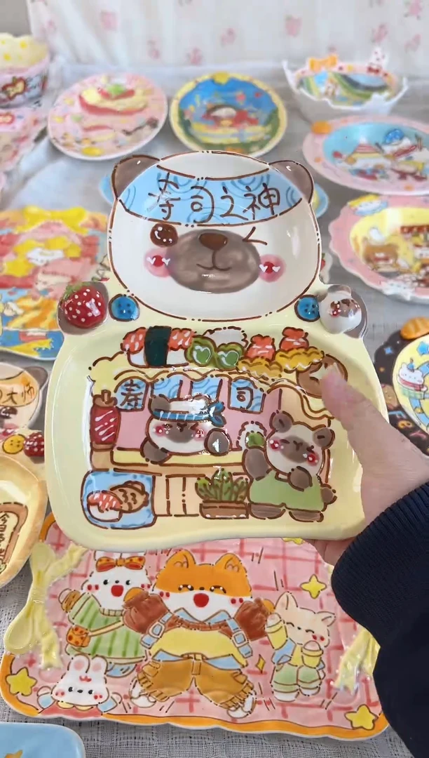 摆件陶景德镇陶瓷手绘微瑕