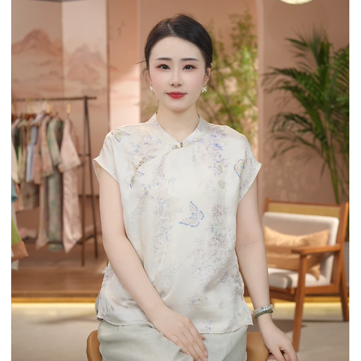 《 风吟浅夏-短袖》新中式提花国风时尚休闲防晒透气短袖上衣